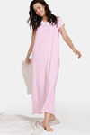 Zivame Batik Bae Knit Cotton Full Length Nightdress - Prism Pink — thumbnail 4